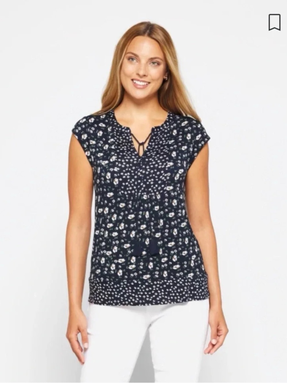 Les Serein Jasmine Split Neck Knit Top, Medium